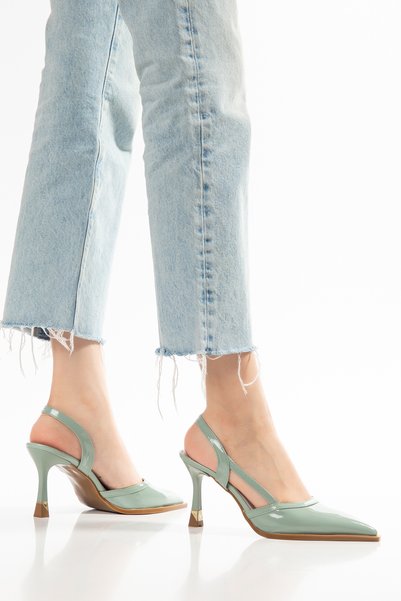 Entella Store Nera Women's Green Pointed Stylish Heeled Shoes