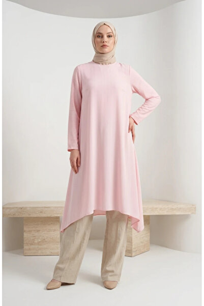 sefamerve Crepe Fabric Casual Tunic 1011-12 Powder