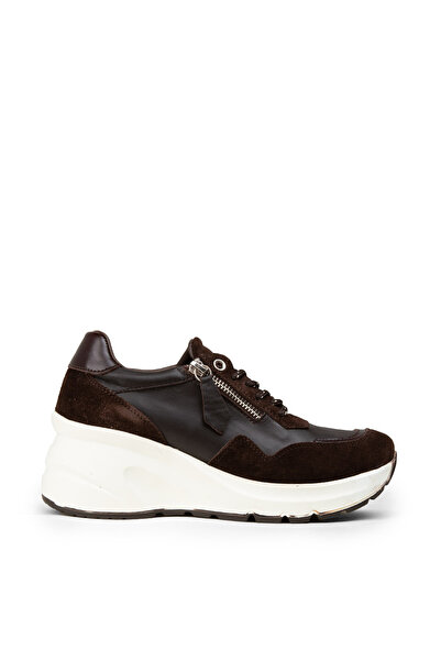 Deery Women's Genuine Suede Brown Wedge Heel Sneaker