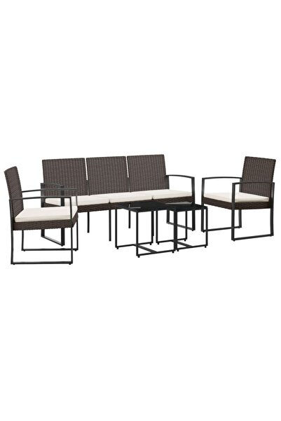 vidaxl Set mobilier de grădină cu perne, 5 piese, maro, PP ratan