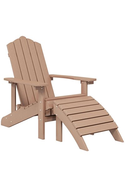 vidaxl Scaun de grădină Adirondack cu suport pentru picioare maro HDPE