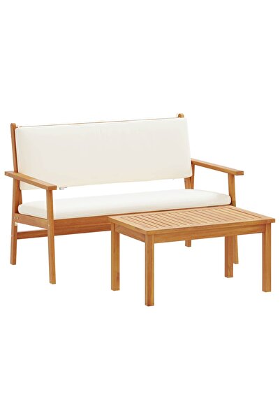 vidaxl Garden Sofa Set with Pillow 2 pcs Cream White