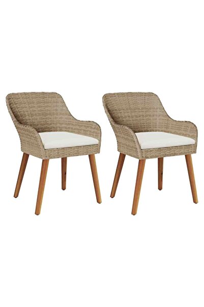 vidaxl Scaun pentru Grădină 2 pcs Bej 62.5 x 55 x 82 cm poliratan