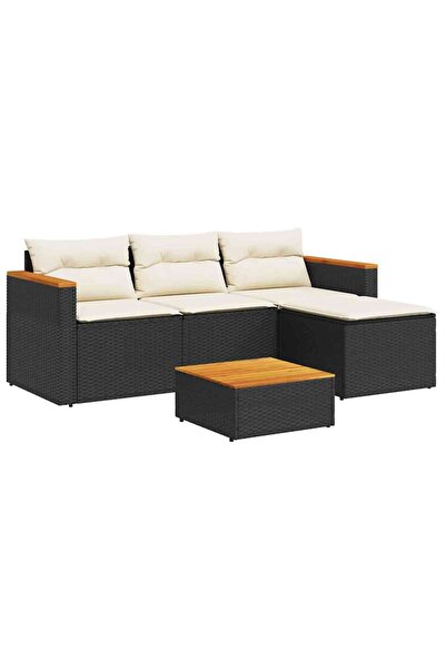 vidaxl Set mobilier de grădină cu perne, 3 piese, negru, poliratan