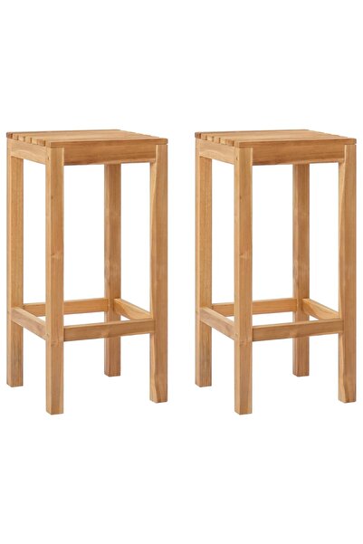 vidaxl Scaun de bar 2 pcs Maro Lemn solid de tec