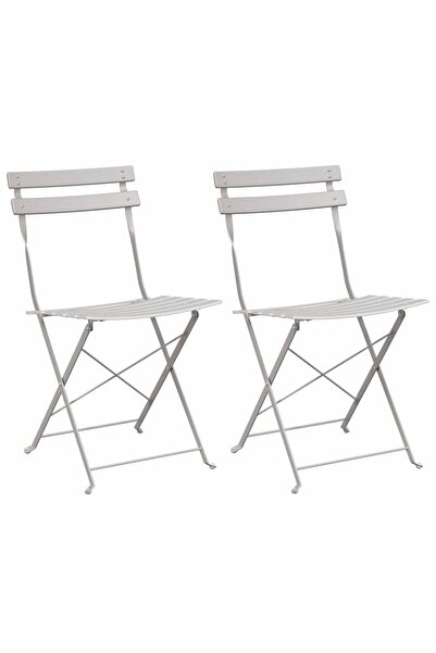 vidaxl Scaun pliabil pentru grădină 2 pcs Bej 42 x 46 x 82cm Metal