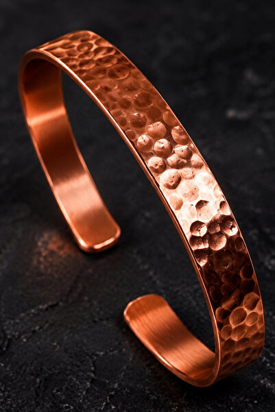 OSMANLI GÜMÜŞ Women's and Men's Copper Bracelet - Thin Model Pure Forged Hand...