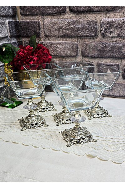 SEÇKİNEV Karen 6 Piece Metal Cast Iron Bowl Set with Metal Cast Iron Legs 300...