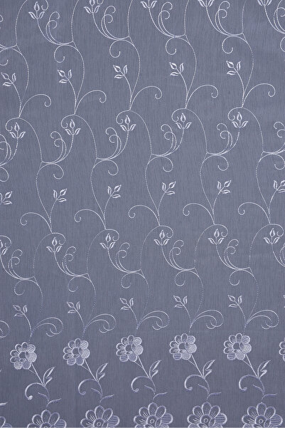 AKÇA TEKSTİL Brode 3050 Desen White Color Single Wing Ready-Made Pleated Back...