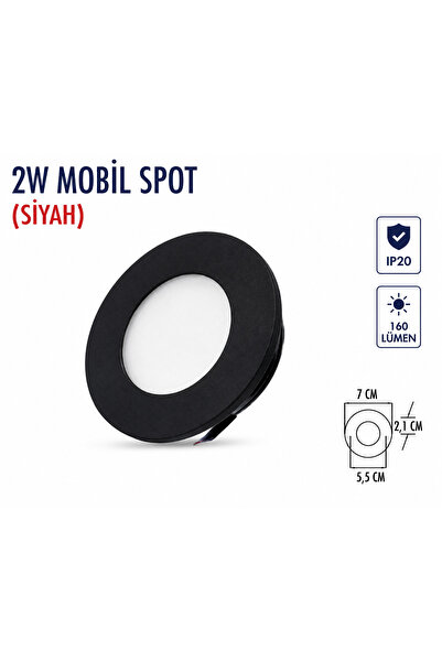 Lampist 2W Mobil Siyah Spot Lamba 6500K
