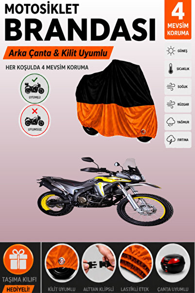 Cemku Double Black Top - Orange Bottom, Rear Bag Compatible Voge 300 Gy Motor...