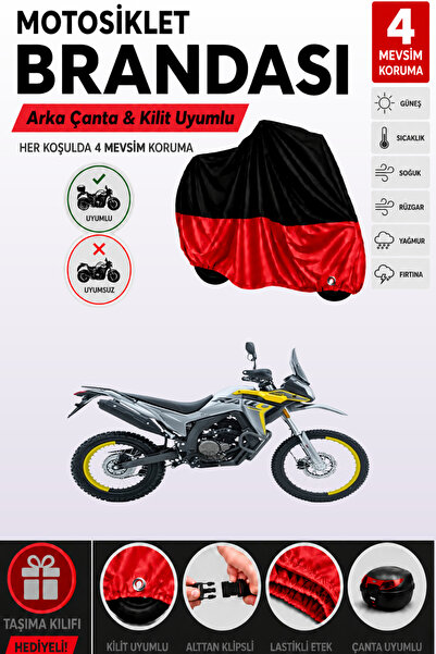 Cemku Double Black Top - Red Bottom, Rear Bag Compatible Voge 250 Rally Motor...