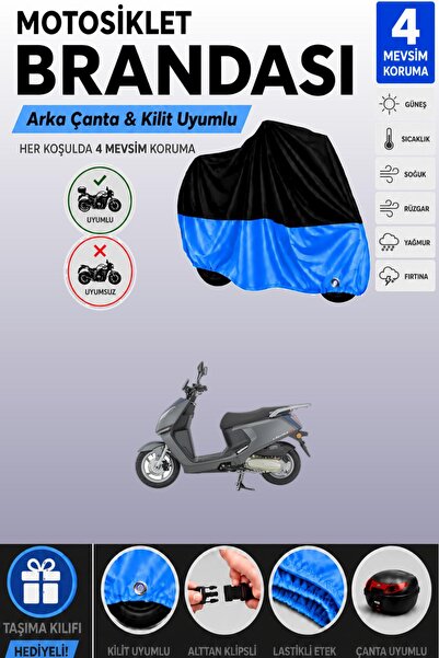 Cemku Double Black Top - Blue Bottom, Rear Bag Compatible Mondial 125 Lavinia...