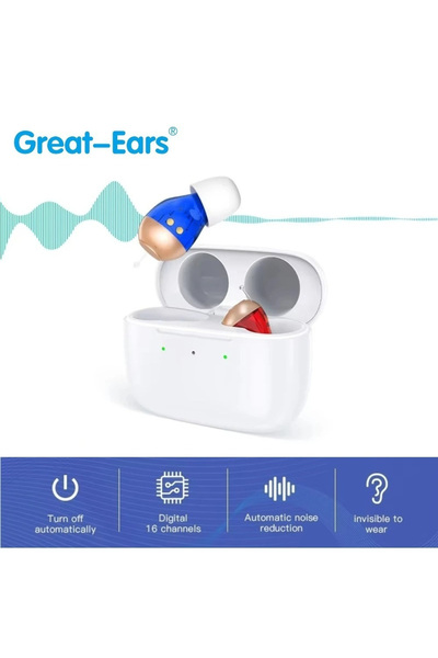 GreatEars Great-ears G37D Cic Ψηφιακά Επαναφορτιζόμενα Ακουστικά Βαρηκοΐας 16...