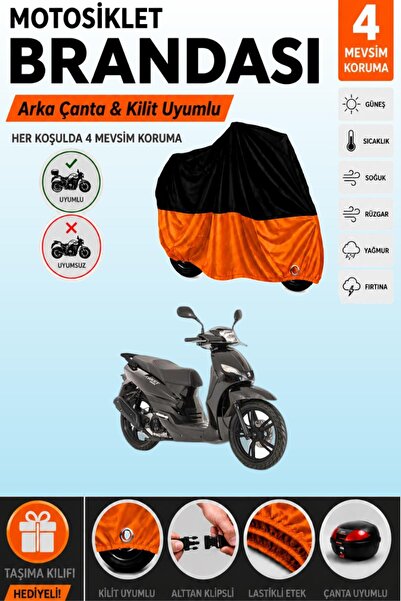 Cemku Double Black Top - Orange Bottom, Rear Bag Compatible Peugeot Tweet Mot...