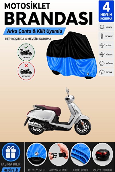 Cemku Double Black Top - Blue Bottom, Rear Bag Compatible Kymco Like 50 Motor...