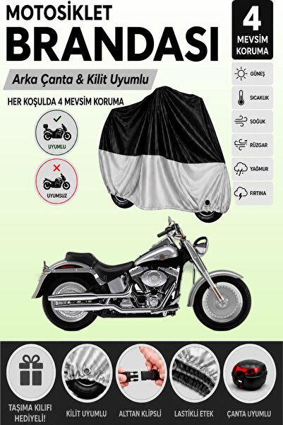 Cemku Double Black Top - Gray Bottom, Rear Bag Compatible Harley-Davidson Fat...