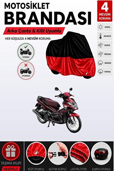 Cemku Double Black Top - Red Bottom, Rear Bag Compatible Yamaha Nouvo Motorcy...