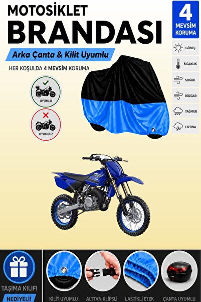 Cemku Double Black Top - Blue Bottom, Rear Bag Compatible Yamaha Yz 85 Motorc...
