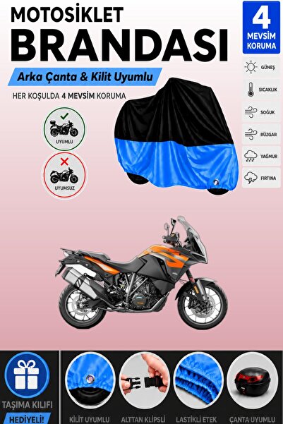 Cemku Double Black Top - Blue Bottom, Rear Bag Compatible Ktm 1290 Super Adve...