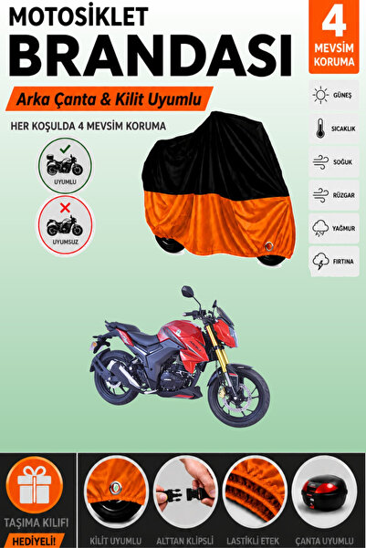Cemku Double Black Top - Orange Bottom, Rear Bag Compatible Arora Ars 200 Mot...