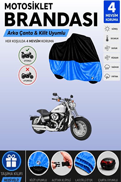 Cemku Double Black Top - Blue Bottom, Rear Bag Compatible Harley-Davidson Dyn...