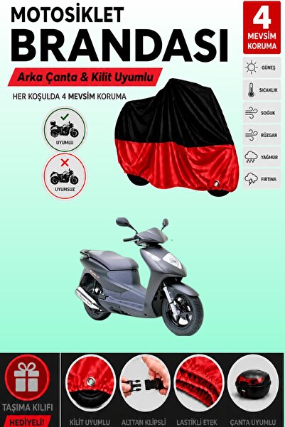 Cemku Double Black Top - Red Bottom, Rear Bag Compatible Honda Dylan 150 Moto...