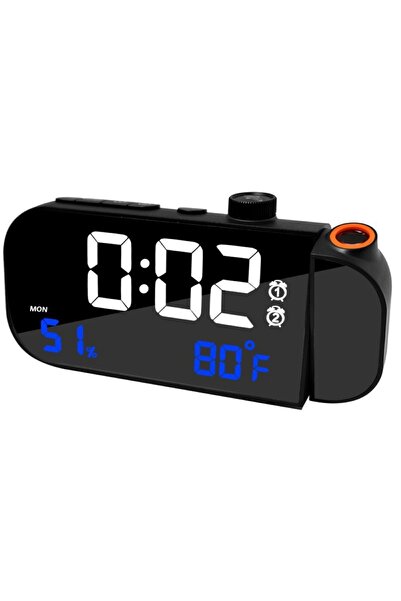 choice2 Black Frame Digital Projection Alarm Clock with FM Radio, Temperature...