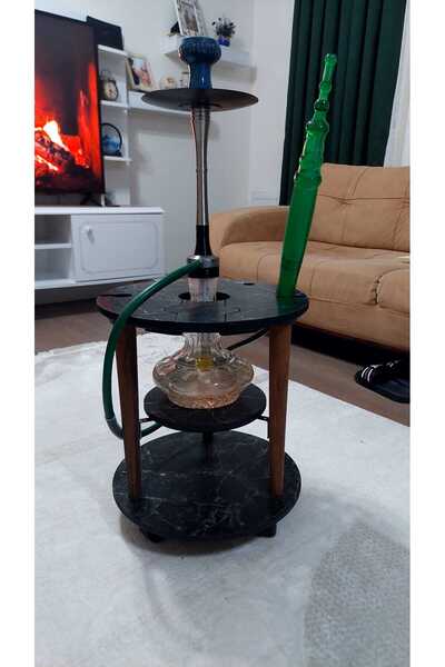 dnz DENİZ AHŞAP Laya Siyah Nargile Sehpası, Nargile Standı ,Nargile Masası, T...