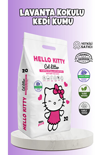 Hello Kitty Lavanta Kokulu Topaklaşan Bentonit Kedi Kumu 20 LT