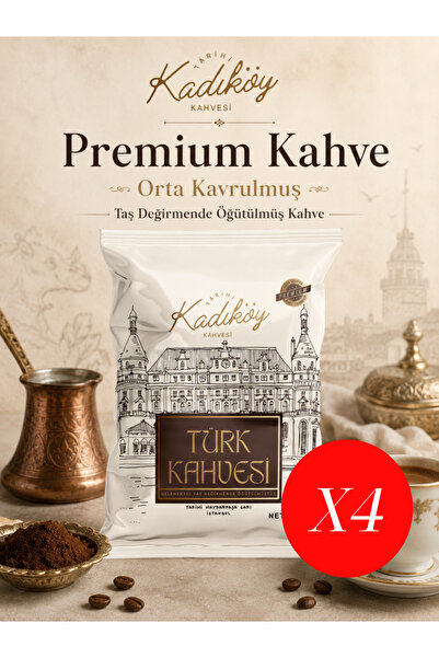 Tarihi Kadıköy Kahvesi Premium Orta Kavrulmuş Türk Kahvesi 100gr 4'lü Paket 4...
