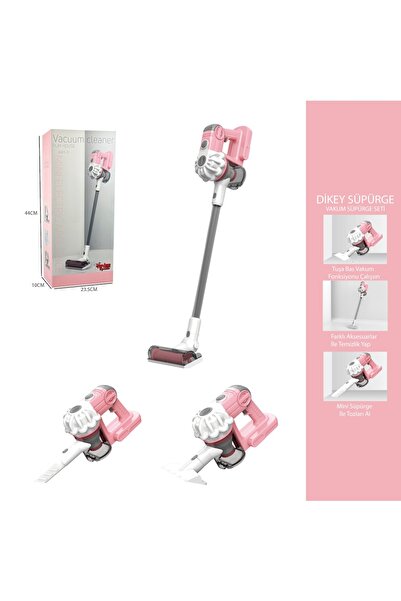 Vardem 3’ü 1 Arada Dikey Elektrik Süpürgesi Oyuncak Seti Pembe Vakumlu Temizl...
