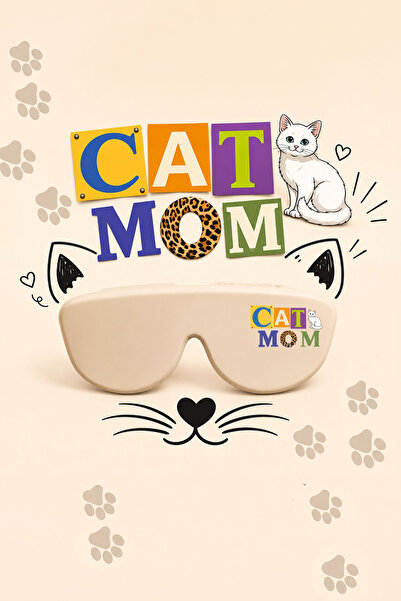 CARRY ME CASE CAT MOM Katlanabilir Bej Silikon Gözlük Kılıfı