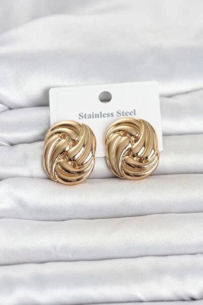 Generic Brand 316L Steel Gold Color Motif Pattern Model Women's Earrings Tj-B...