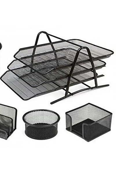Tala 5-Piece Integrated Metal Mesh Desk Organizer Set - Black |   File Holder...