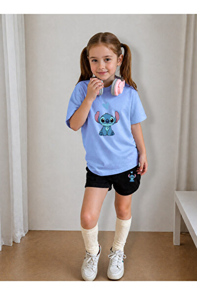 LORVEX Girl's T-Shirt and Shorts Set, Printed Cotton, Summer Casual Fit Combi...