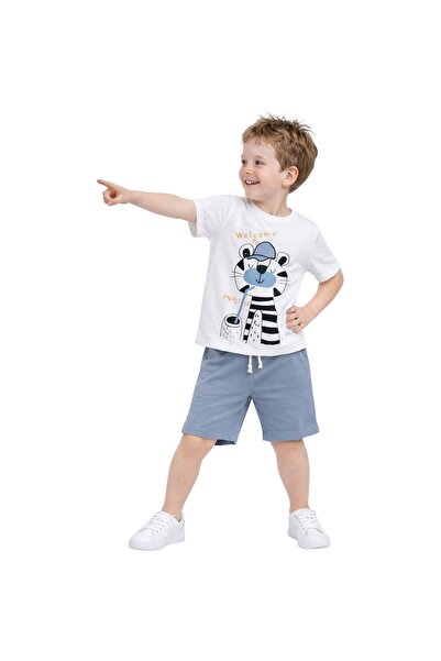 Bolly Baby Animals Printed Short Sleeve T-Shirt Shorts Combed Cotton Bottom T...