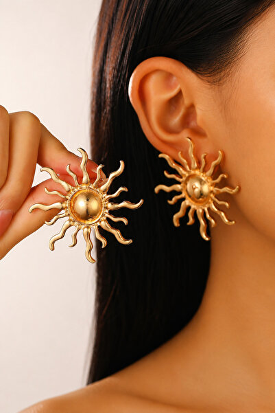THE Steel Gold Sun Model Women's Earrings Large Size Stylish Design Earrings