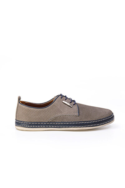 Vantaggio Novento Gray-Navy Blue Nubuck 100% Genuine Leather Men's Casual Shoes