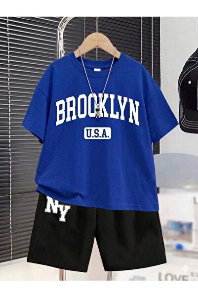 NC Nicee Clothes Summer Children's T-Shirt Shorts Unisex (Brooklyn Usa White ...