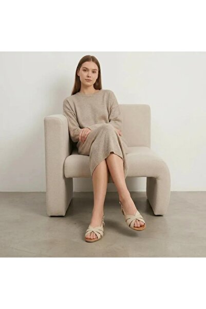PİERRO SHOES Hakiki Deri Çapraz Bantlı Arkası Açık Kadın Sandalet