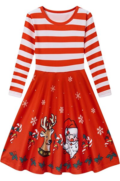 Other Dancinova Girls Long Sleeve A-Line Dress Colorful Print Casual Party Dr...