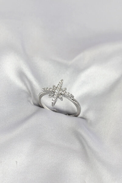 Marsilyan Nvdn- Brass Silver Color Pole Star Model Zircon Stone Women's Ring ...