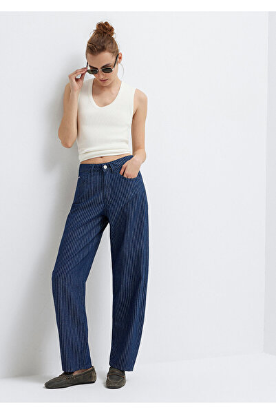 Mavi Tiya Edition Linen Blend Striped Jean Trousers 1018900-A4227
