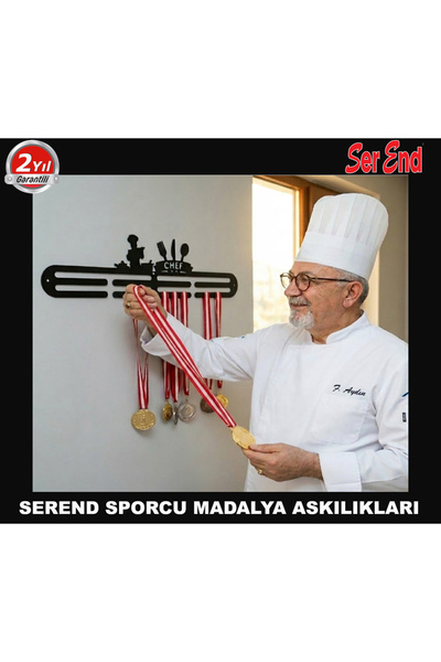 Serend CHEF, GASTRONOMİ, AHÇI, ŞEF MADALYA ASKISI - METAL ÜRÜN - ELEKTROSTATİK TOZ BOYALI - 2,5mm kalınlık