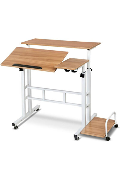 GGEROU Multifunctional portable desk, spacious desk on wheels, height-adjusta...