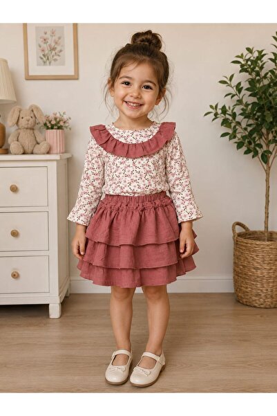 COLORDS Girl's Muslin Shirt-Skirt Set