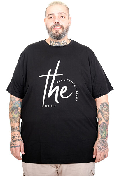 ModeXL Tricou pentru bărbați Mode XL Big Size THE Crew Neck U26103 NEGRU