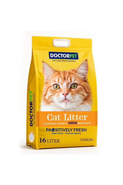 Doctor Pet Lemon Scented Clumping Mineral Mini Bentonite Cat Litter 16L - Str...