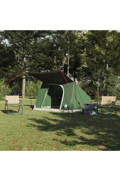vidaxl Cort de Camping cu acoperis Verde 282 x 225 x 154 cm tafta